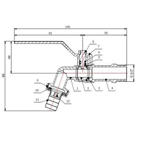 Robinet D'arrosage Sphérique Garis 1/4 De Tour 4 Robinet D'arrosage Sphérique Garis 1/4 De Tour – Image 2