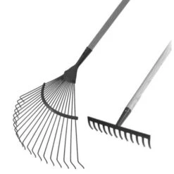 Lot Composé De Balai à Gazon 22 Dents + Râteau 14 Dents Emmanchée Bois Brut Mermier - 985160
